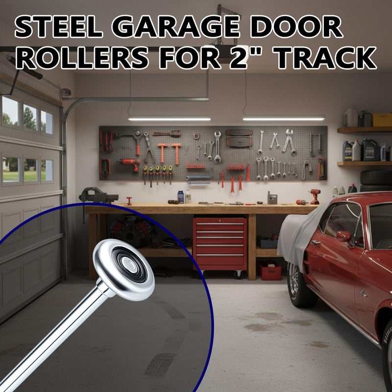 Mindoub 2 Pack 9" Stem Steel Commercial Grade Garage Door Rollers for 2" Track, Quiet/Durable and High Load, Use Precision Bearings with 10 Balls. - Image 4